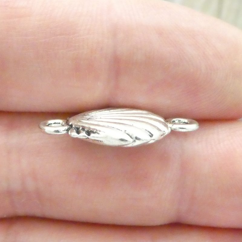 BULK 16 Silver Sea Shell Charm Connector for Beach Jewelry 24x15mm by TIJC SP0239B - Image 2