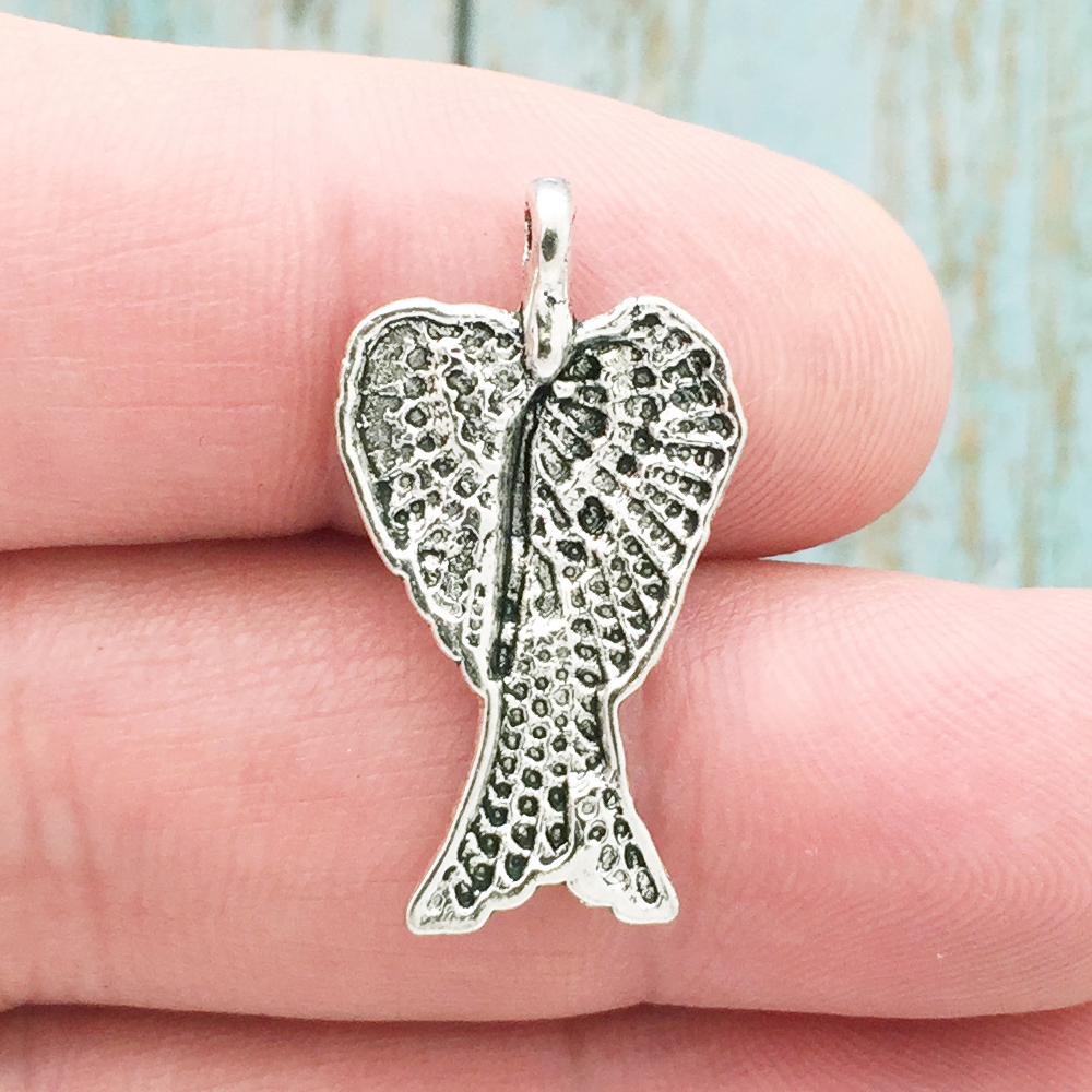 BULK 25 Angel Wings Charm Silver by TIJC SP0257B - Image 4