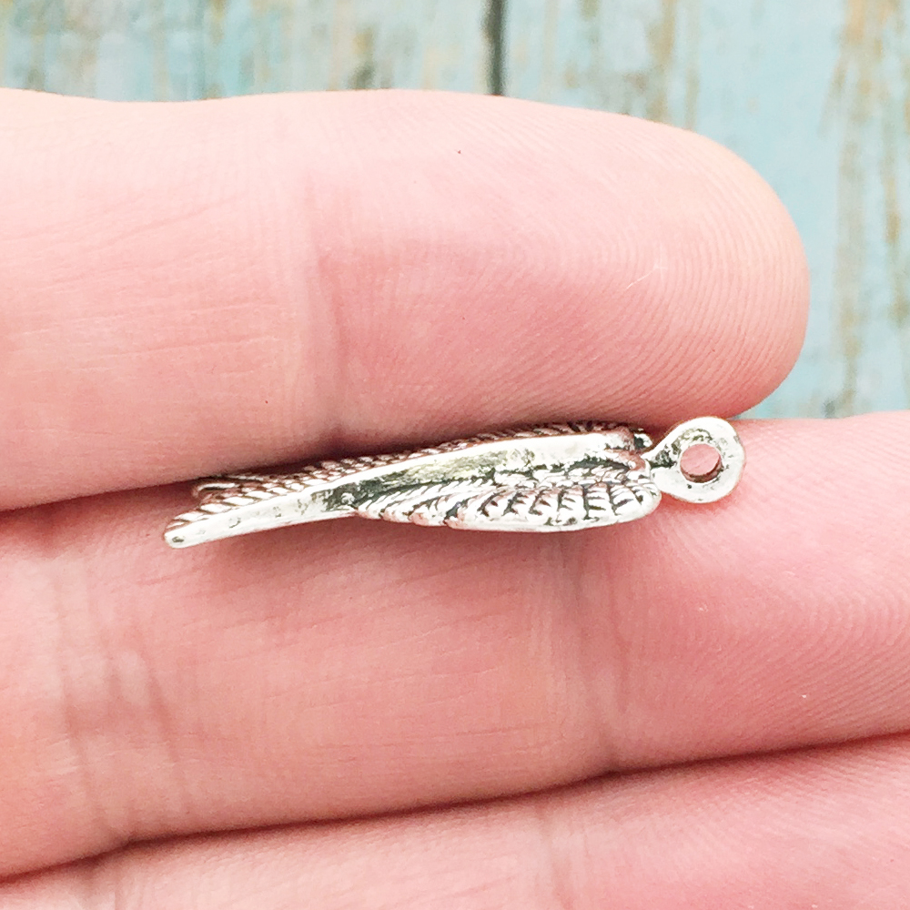 BULK 25 Angel Wings Charm Silver by TIJC SP0257B - Image 2