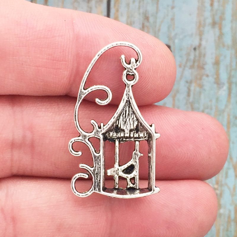 5 Bird Cage Charm Silver by TIJC SP0260 - Image 2