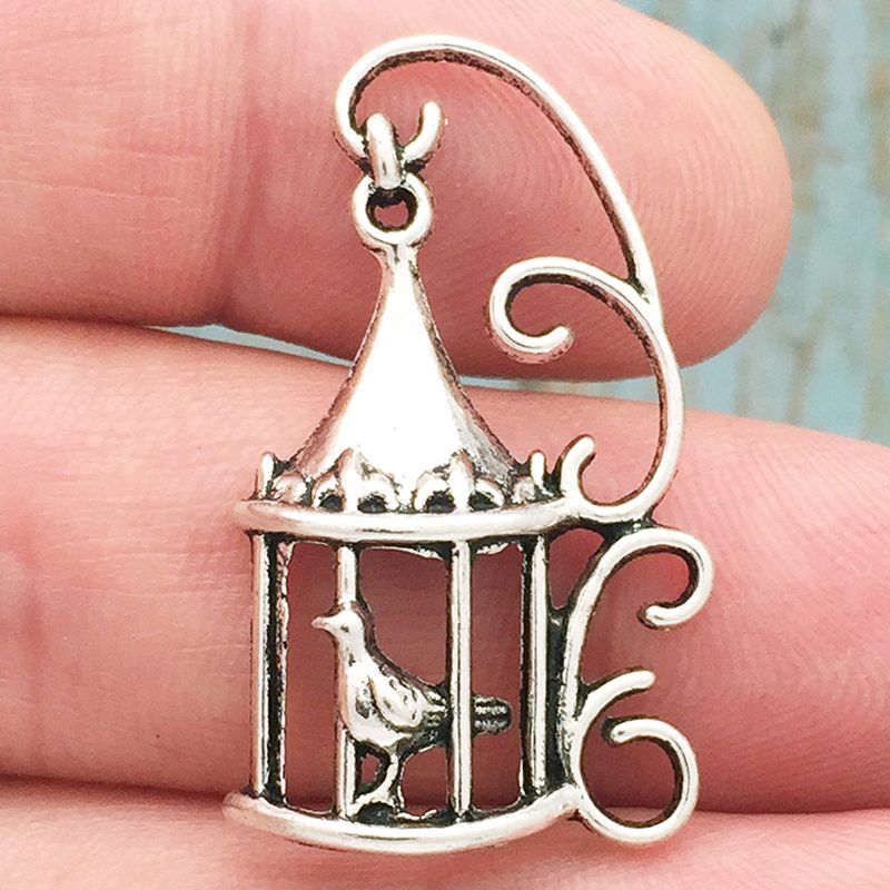 Silver Bird Cage Charm