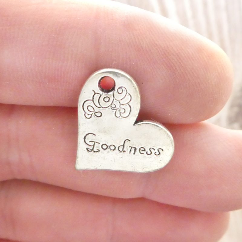 BULK 25 Silver Goodness Affirmation Heart Charm 18x21mm by TIJC SP0264B