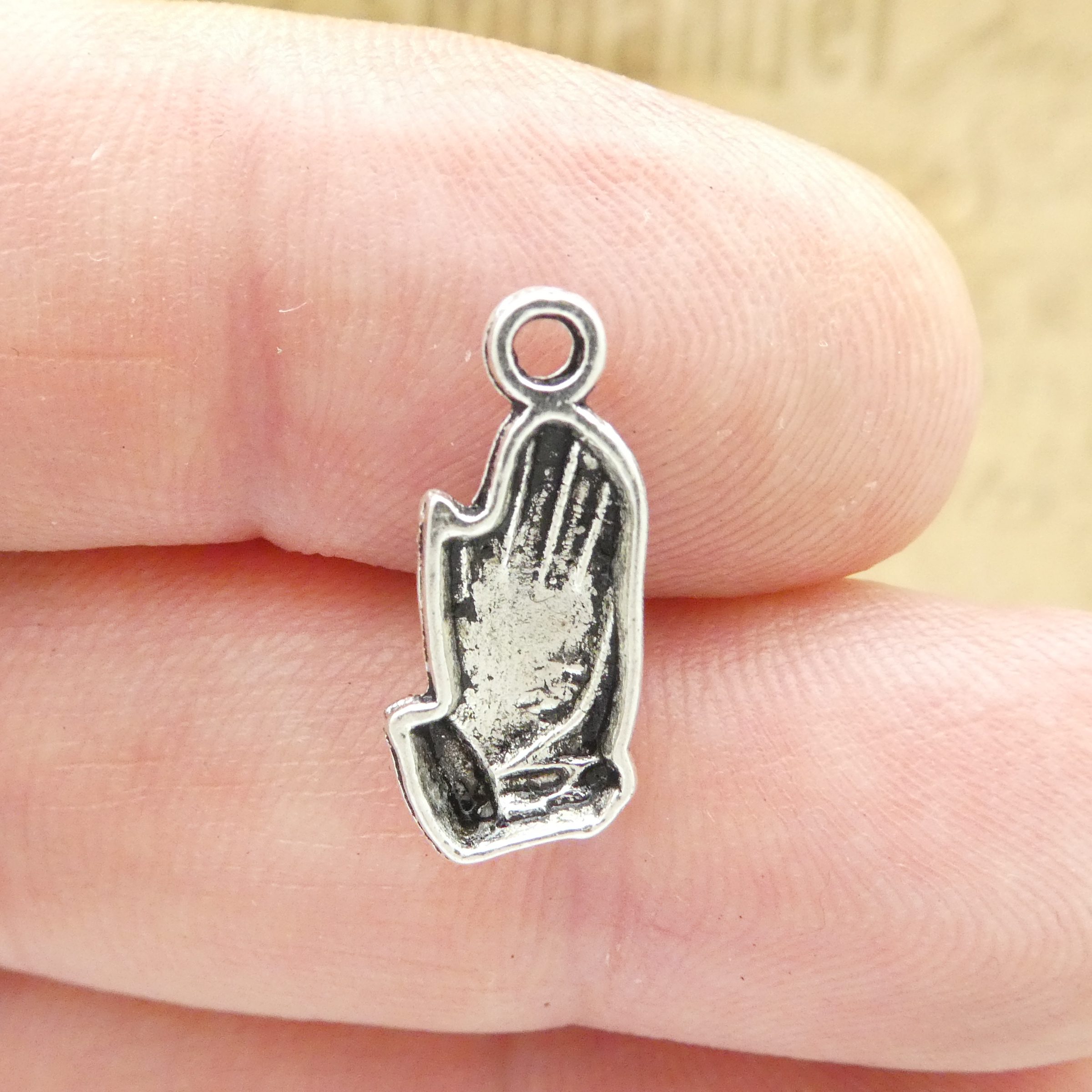 10 Silver Praying Hands Charm 18x10mm by TIJC SP0271 - Image 3