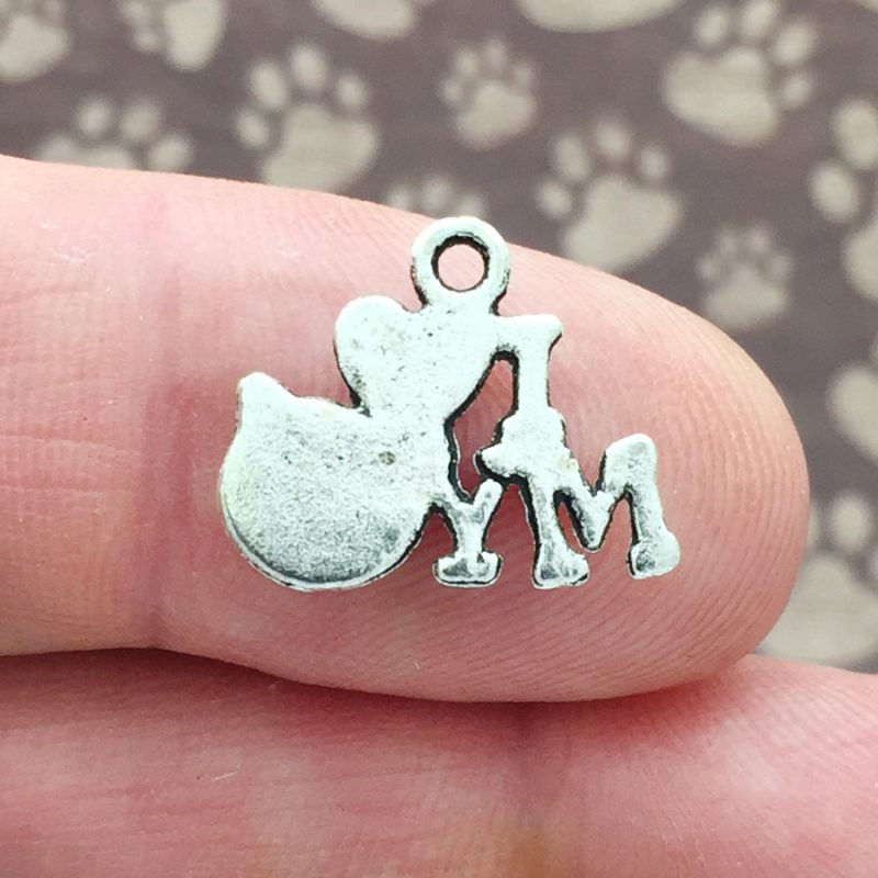 BULK 80 I Love My Cat Charm Silver by TIJC SP0275B - Image 2