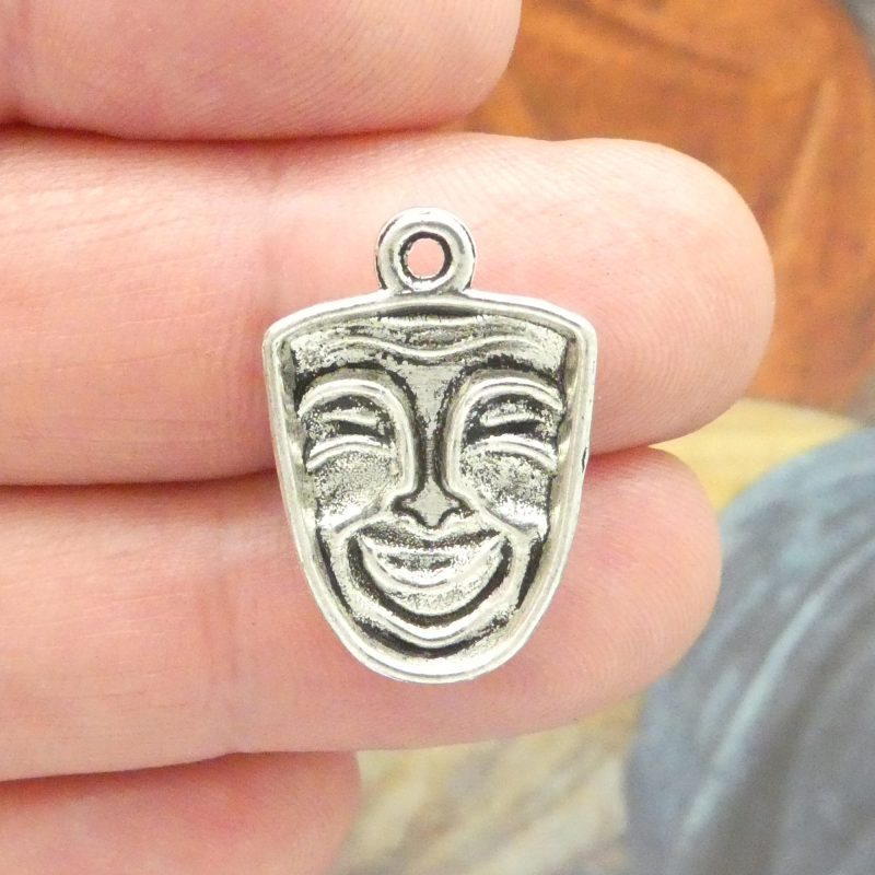 8 Silver Comedy Charm 24x16mm by TIJC SP0280 - Image 3