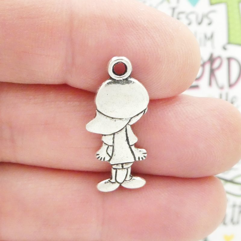 10 Silver Baseball Boy Charm Pendant 28x12mm by TIJC SP0288 - Image 3
