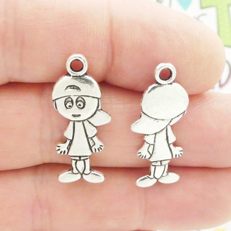 10 Silver Baseball Boy Charm Pendant 28x12mm by TIJC SP0288 - Image 4