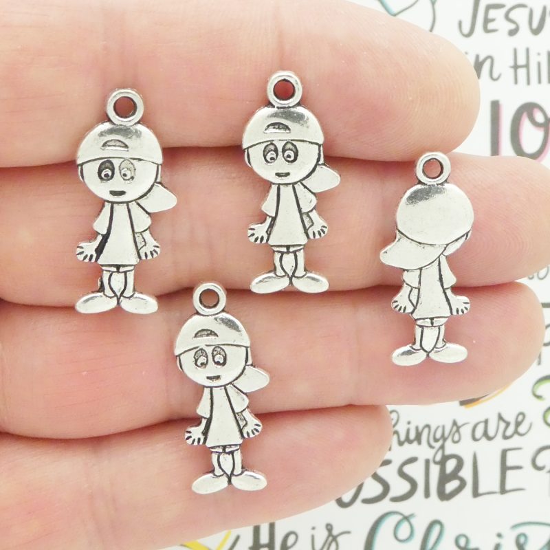10 Silver Baseball Boy Charm Pendant 28x12mm by TIJC SP0288 - Image 5