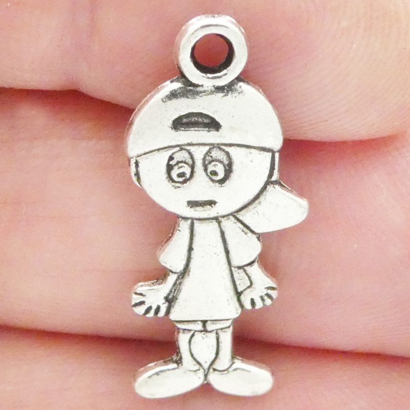 10 Silver Baseball Boy Charm Pendant 28x12mm by TIJC SP0288 - Image 2