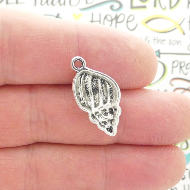 10 Silver Sea Shell Charm 23x17mm by TIJC SP0292 - Image 5