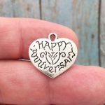 BULK 20 Happy Anniversary Charm Silver by TIJC SP0300B