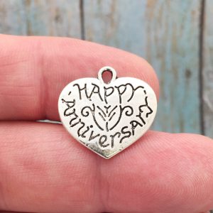 BULK 20 Happy Anniversary Charm Silver by TIJC SP0300B