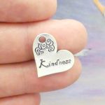 5 Silver Kindness Affirmation Heart Charm Pendant 18x21mm by TIJC SP0304