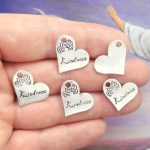 BULK 20 Silver Kindness Affirmation Heart Charm Pendant 18x21mm by TIJC SP0304B