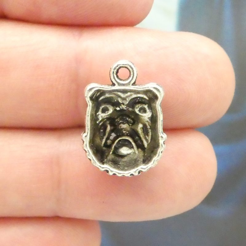 6 Silver Bulldog Charm Dog Pendant 18x13mm by TIJC SP0307 - Image 5
