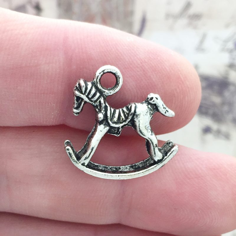 BULK 30 Rocking Horse Charm Silver by TIJC SP0311B - Image 2