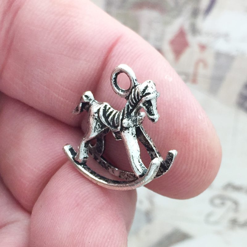 BULK 30 Rocking Horse Charm Silver by TIJC SP0311B - Image 3