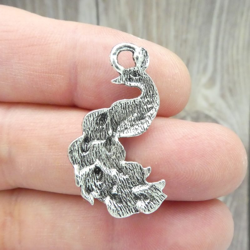 5 Silver Peacock Charm by TIJC SP0331 - Image 2