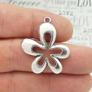 silver flower charm