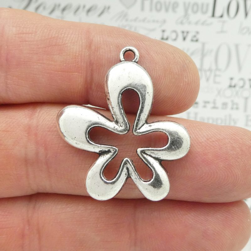 silver flower charm