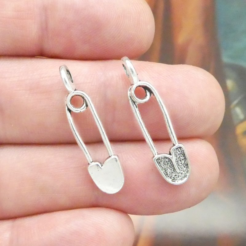 BULK 60 Safety Pin Charms 28x7mm by TIJC SP0346B - Image 5