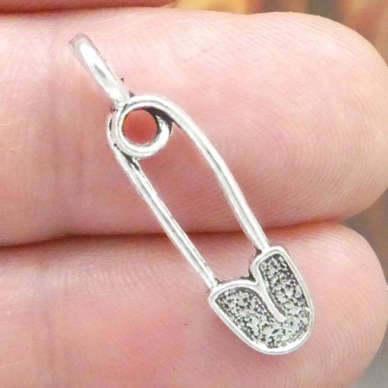 15 Baby Safety Pin Charm Silver 28x7mm by TIJC SP0346 - Image 2