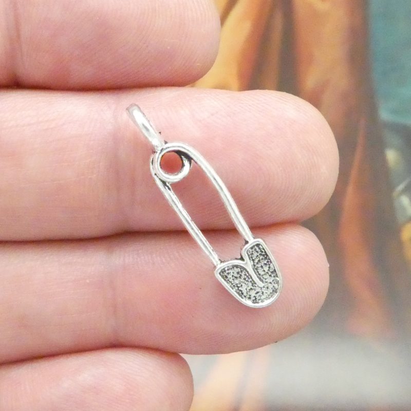 BULK 60 Safety Pin Charms 28x7mm by TIJC SP0346B - Image 2
