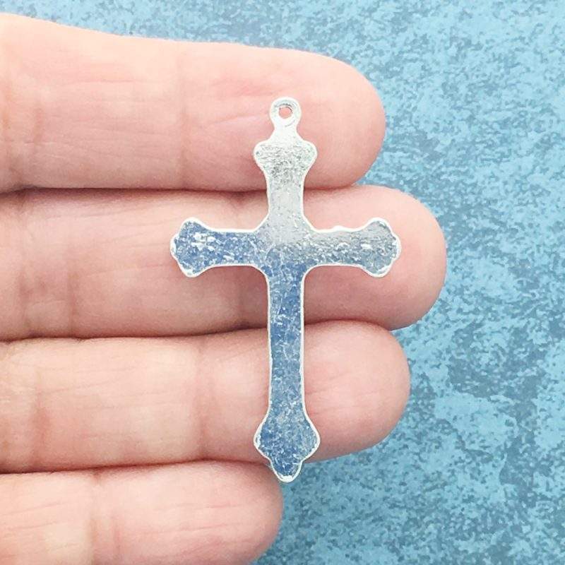 BULK 20 Silver Cross Crucifix Charm Pendant for Rosary Parts by TIJC SP0354B - Image 2