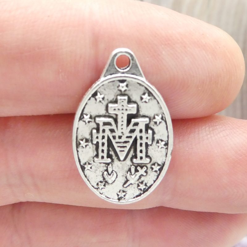 BULK 20 Mother Mary Necklace Silver Miraculous Medal 25x16mm by TIJC SP0358B - Image 4