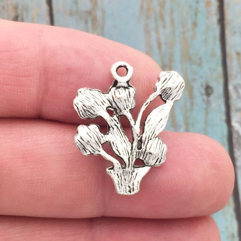 6 Silver Daisy Charm Pendant by TIJC SP0364 - Image 2