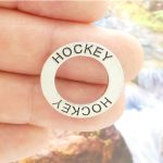 5 Silver Affirmation Ring Hockey Charm and Bracelet Connector 22mm by TIJC SP0368