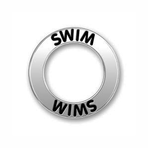 5 Silver Affirmation Ring Swim Charm Pendant or Bracelet Connector 22mm by TIJC SP0369