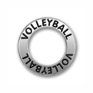 5 Silver Affirmation Ring Volleyball Charm Pendant and Bracelet Connector 22mm by TIJC SP0372