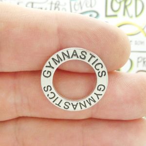 5 Silver Affirmation Ring Gymnastics Charm Pendant 22mm by TIJC SP0373