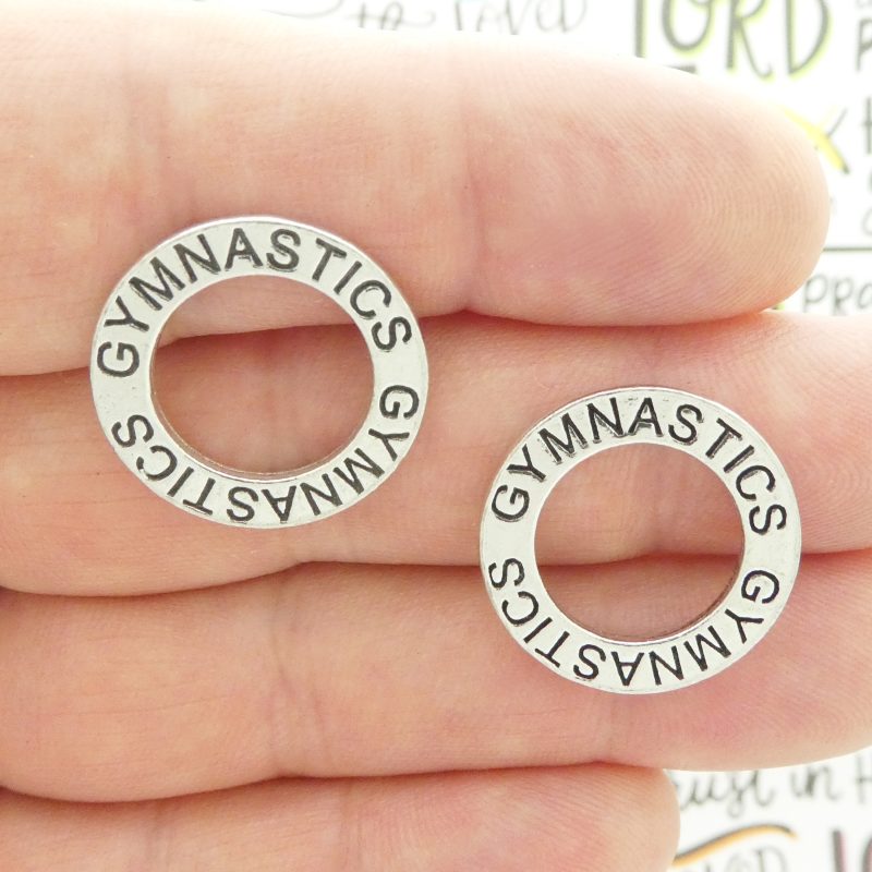 5 Silver Affirmation Ring Gymnastics Charm Pendant 22mm by TIJC SP0373 - Image 3