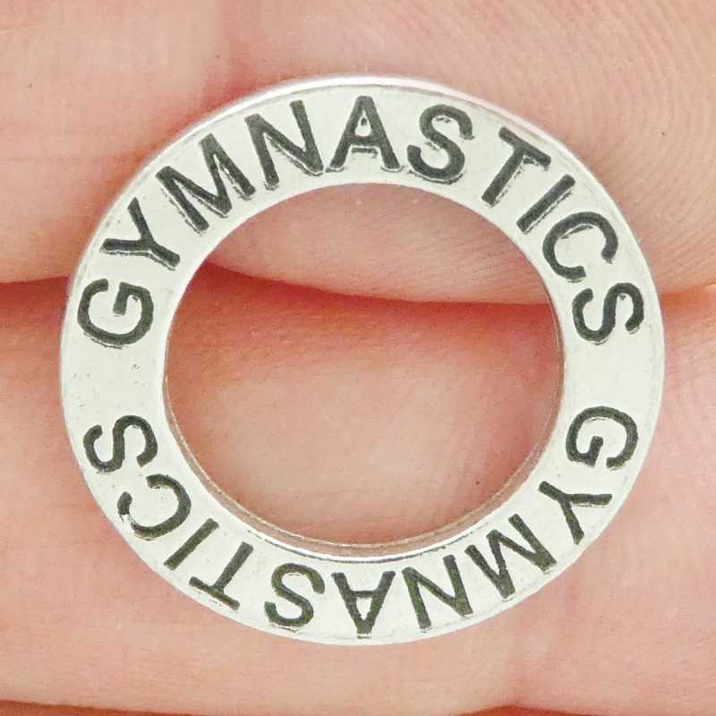 5 Silver Affirmation Ring Gymnastics Charm Pendant 22mm by TIJC SP0373 - Image 2