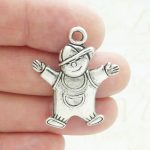 6 Silver Boy Charm Baseball Toddler Pendant 37x28mm by TIJC SP0381