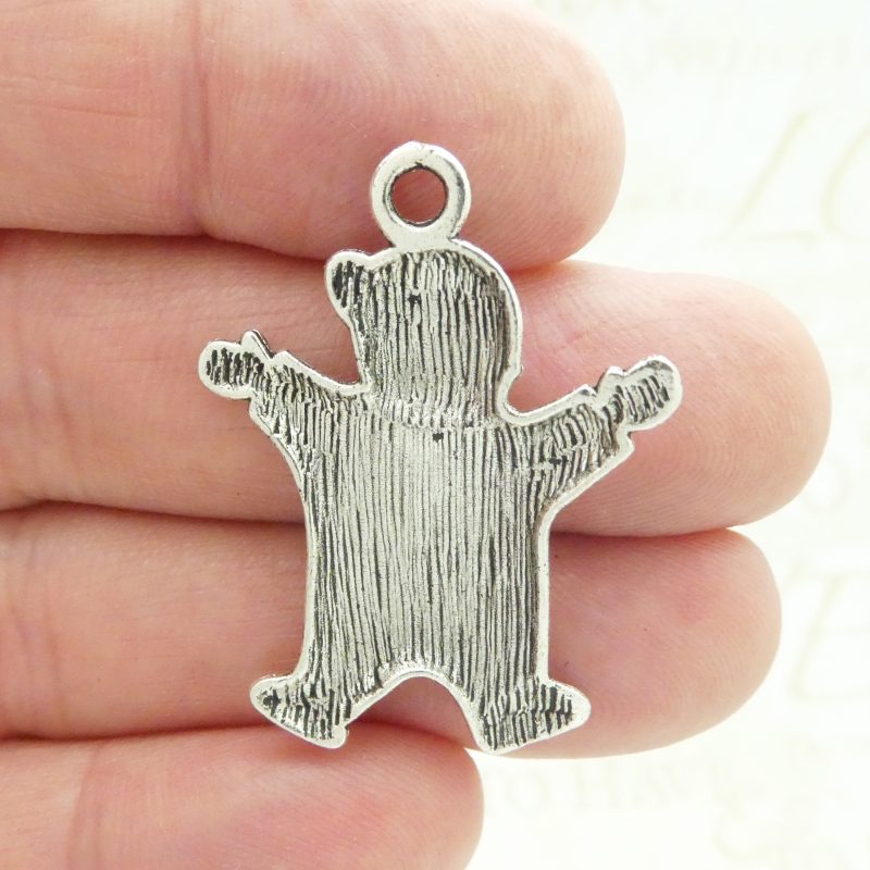 6 Silver Boy Charm Baseball Toddler Pendant 37x28mm by TIJC SP0381 - Image 3