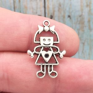 8 Little Girl Charm Silver by TIJC SP0387