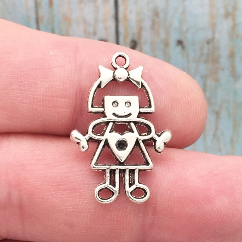 8 Little Girl Charm Silver by TIJC SP0387