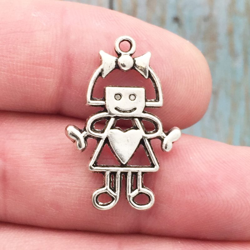 8 Little Girl Charm Silver by TIJC SP0387 - Image 2