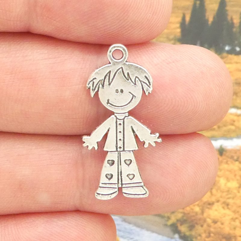 BULK 40 Little Boy Charm Silver by TIJC SP0392B - Image 3