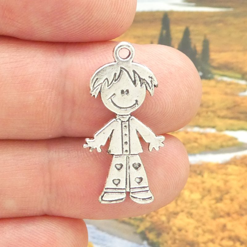 BULK 40 Little Boy Charm Silver by TIJC SP0392B - Image 5