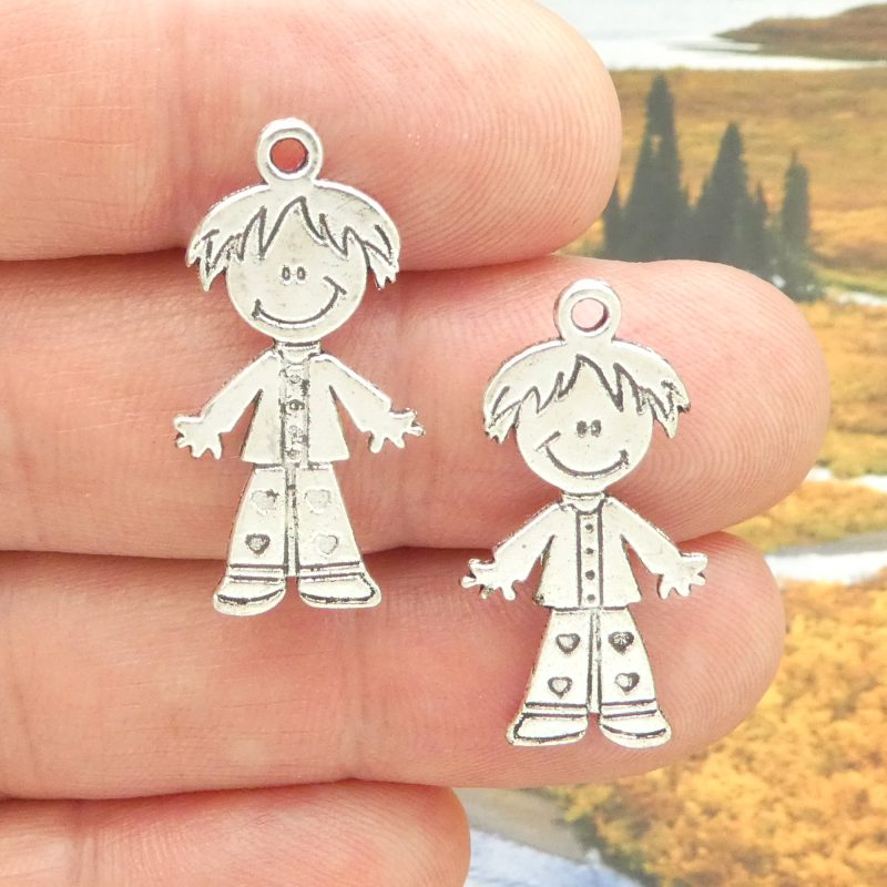 BULK 40 Little Boy Charm Silver by TIJC SP0392B - Image 2