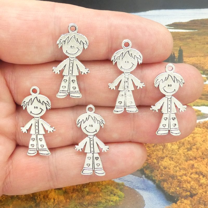 BULK 40 Little Boy Charm Silver by TIJC SP0392B