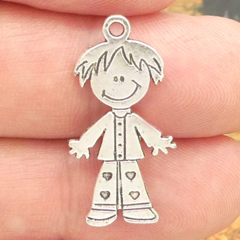 BULK 40 Little Boy Charm Silver by TIJC SP0392B - Image 4