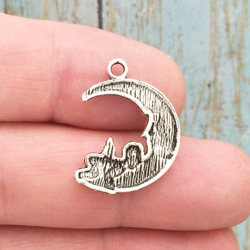 BULK 40 Moon Charm Silver Baby Angel by TIJC SP0403B - Image 2