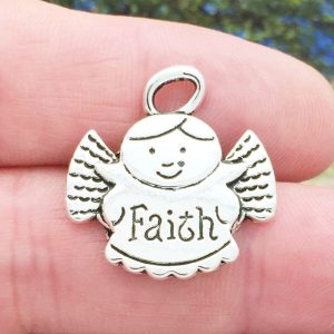 BULK 20 Faith Angel Charm Silver by TIJC SP0408B