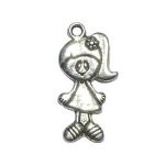 5 Little Girl Charm Silver 39x20mm by TIJC SP0412