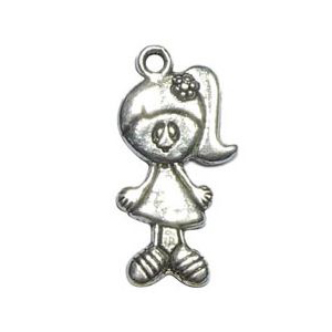 5 Little Girl Charm Silver 39x20mm by TIJC SP0412